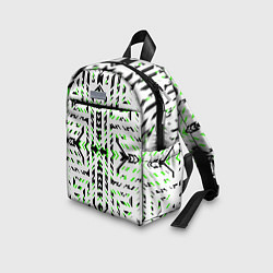 Детский рюкзак Чёрно-зелёный диагональные полосы на белом фоне, цвет: 3D-принт — фото 2