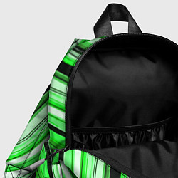 Детский рюкзак Волнистые вертикальные чёрно-зелёные полосы, цвет: 3D-принт — фото 2