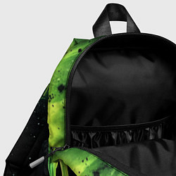 Детский рюкзак Зеленая стекающая краска по черному фону, цвет: 3D-принт — фото 2