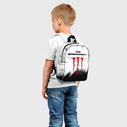 Детский рюкзак Monster energy чёрно белые краски, цвет: 3D-принт — фото 2