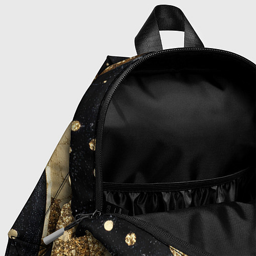Детский рюкзак Выпуклая золотая текстура на черном / 3D-принт – фото 4
