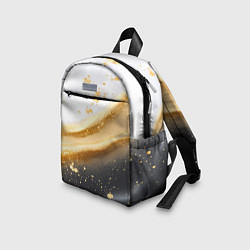 Детский рюкзак Черно-золотая текстура на белом, цвет: 3D-принт — фото 2