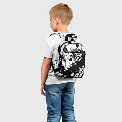 Детский рюкзак Чёрный с белой абстракцией, цвет: 3D-принт — фото 2