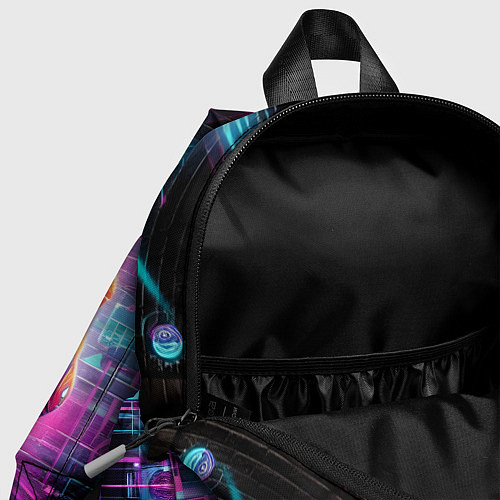 Детский рюкзак Neon cyber skull / 3D-принт – фото 4