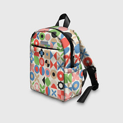 Детский рюкзак Геометрический узор с цветочными элементами - ретр, цвет: 3D-принт — фото 2