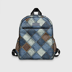 Детский рюкзак Джинсовый пэчворк ромбовый узор