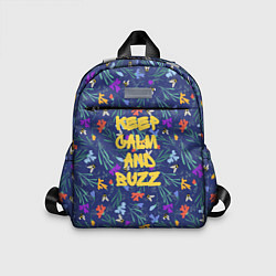 Детский рюкзак Keep calm and buzz - пчелы и цветы, цвет: 3D-принт