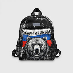 Детский рюкзак Медведь на фоне Росийсского флага, цвет: 3D-принт