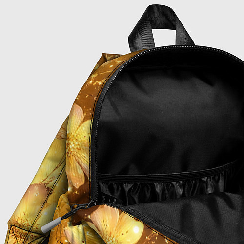 Детский рюкзак Цветочный золотой с искрами / 3D-принт – фото 4