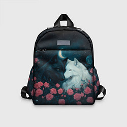 Детский рюкзак Влюбленные волки и розы, цвет: 3D-принт