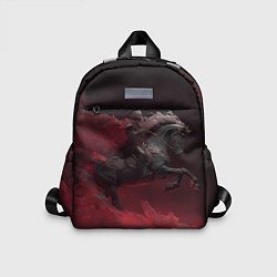 Детский рюкзак Черная лошадь в красном тумане