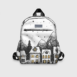 Детский рюкзак Черно-белый новогодний город