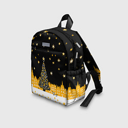 Детский рюкзак Новый год в черно-желтом стиле, цвет: 3D-принт — фото 2