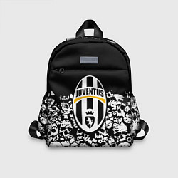 Детский рюкзак Ювентус черно белые черепа, цвет: 3D-принт