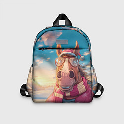 Детский рюкзак Новогодняя лошадь в очках
