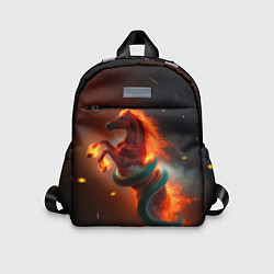 Детский рюкзак Смена зелёной змеи на красную огненную лошадь, цвет: 3D-принт