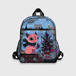 Детский рюкзак Кошка празднует Новый год, цвет: 3D-принт