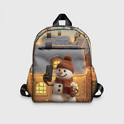 Детский рюкзак Снеговик с глинтвейном делает селфи, цвет: 3D-принт