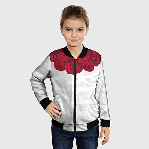 Детский бомбер Roses White / 3D-Черный – фото 4