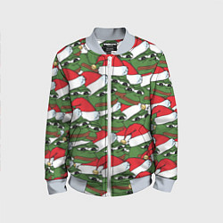 Бомбер детский Sad frog new year, цвет: 3D-серый