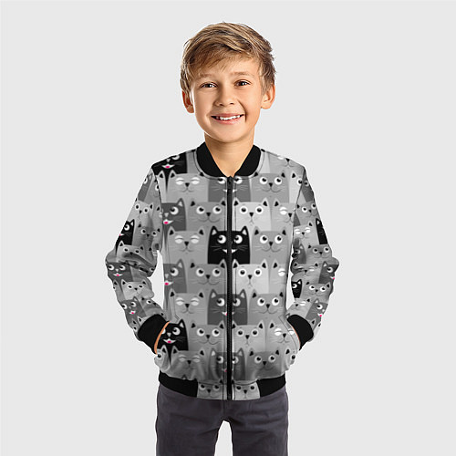 Детский бомбер Котейки / 3D-Черный – фото 3