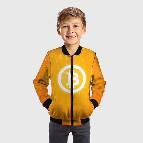 Детский бомбер Bitcoin Orange / 3D-Черный – фото 3