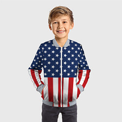 Бомбер детский Флаг США, цвет: 3D-серый — фото 2