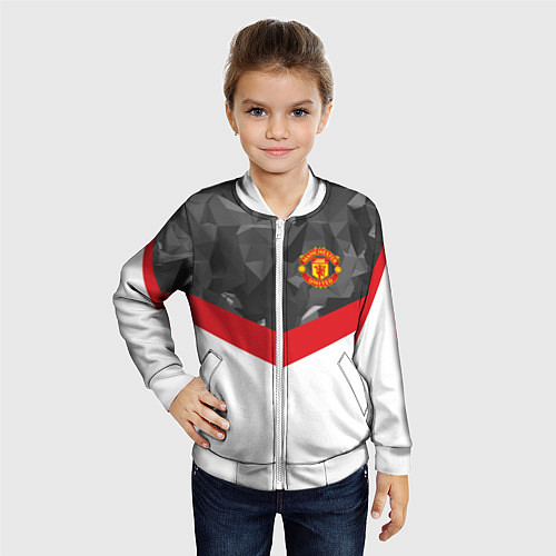 Детский бомбер Man United FC: Grey Polygons / 3D-Белый – фото 4