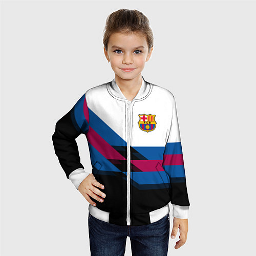 Детский бомбер Barcelona FC: Black style / 3D-Белый – фото 4