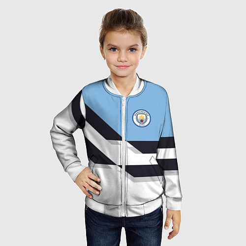 Детский бомбер Manchester City FC: White style / 3D-Белый – фото 4