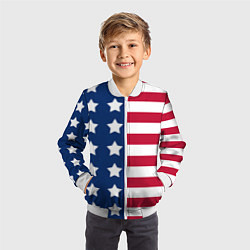 Бомбер детский USA Flag, цвет: 3D-белый — фото 2