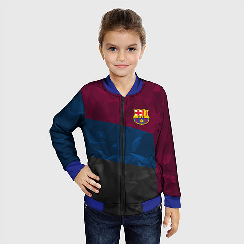 Детский бомбер FC Barcelona: Dark polygons / 3D-Синий – фото 4