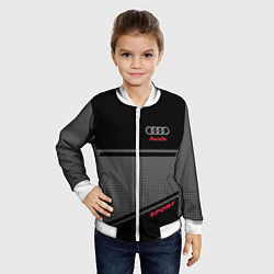 Бомбер детский Audi: Crey & Black, цвет: 3D-белый — фото 2