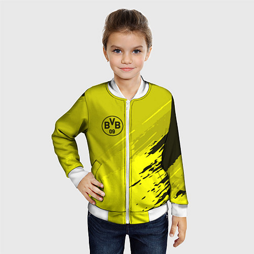 Детский бомбер FC Borussia: Yellow Original / 3D-Белый – фото 4