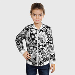 Бомбер детский Хохлома черно-белая, цвет: 3D-белый — фото 2
