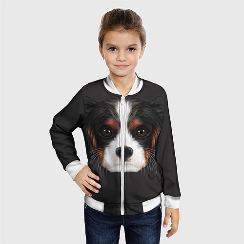 Детский бомбер Cavalier King Charles / 3D-Белый – фото 4