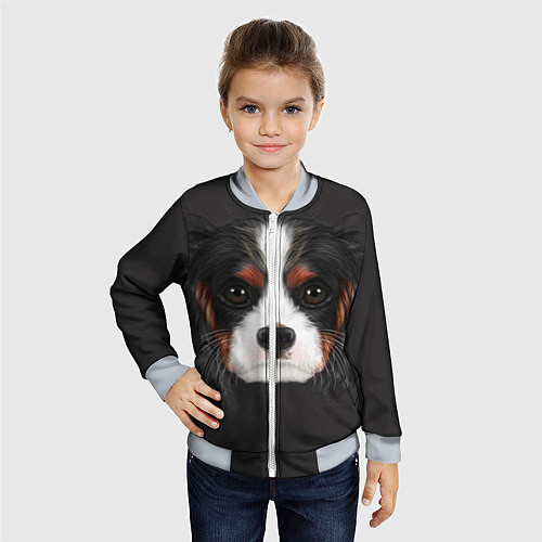 Детский бомбер Cavalier King Charles / 3D-Серый – фото 4