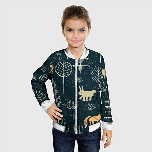 Детский бомбер Чудеса леса / 3D-Белый – фото 4