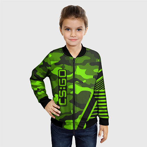 Детский бомбер CS:GO Light Green Camo / 3D-Черный – фото 4