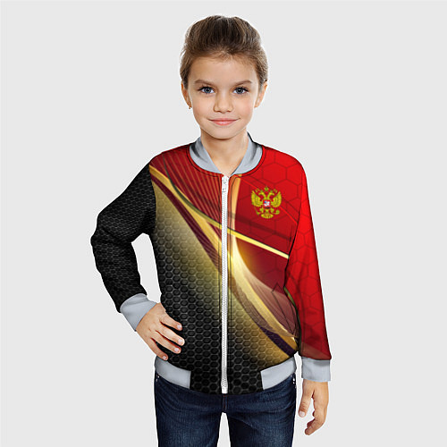 Детский бомбер RUSSIA SPORT: Gold Collection / 3D-Серый – фото 4