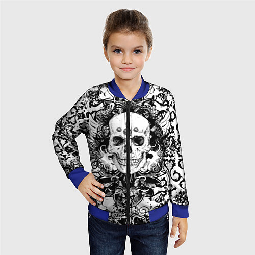 Детский бомбер Grunge Skull / 3D-Синий – фото 4