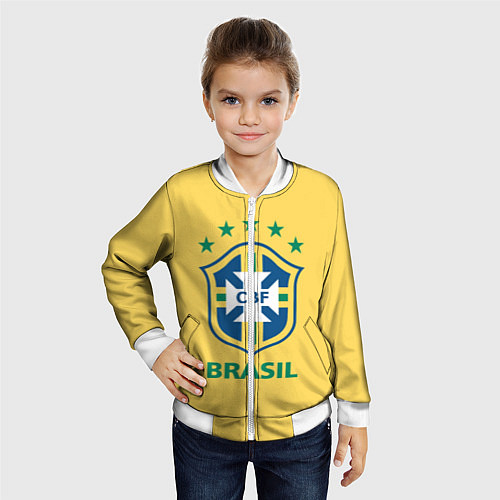 Детский бомбер Brazil Team / 3D-Белый – фото 4