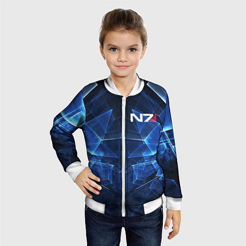 Детский бомбер Mass Effect: Blue Armor N7 / 3D-Белый – фото 4