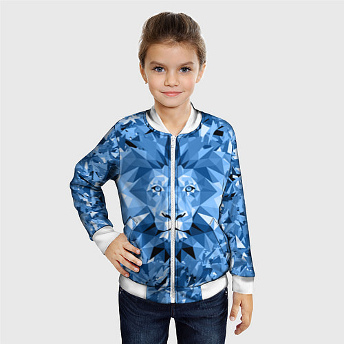 Детский бомбер Сине-бело-голубой лев / 3D-Белый – фото 4