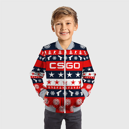 Детский бомбер CS:GO New Year / 3D-Серый – фото 3