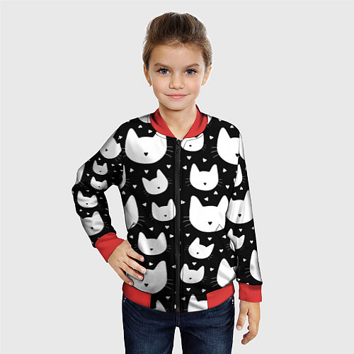 Детский бомбер Love Cats Pattern / 3D-Красный – фото 4