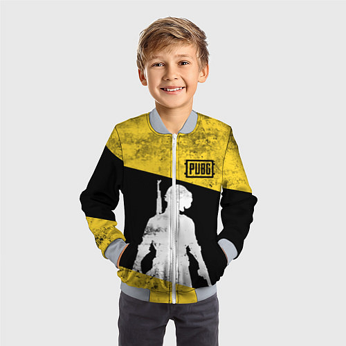 Детский бомбер PUBG: Yellow Grunge / 3D-Серый – фото 3