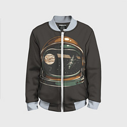Бомбер детский Космос в шлеме скафандра - планета и спутник, цвет: 3D-серый