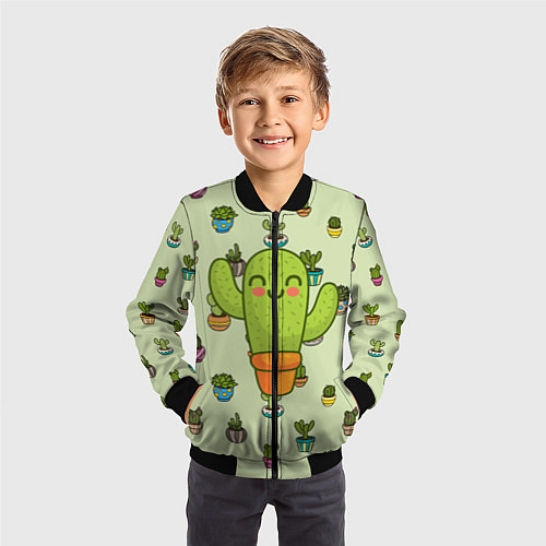 Детский бомбер Веселый кактус / 3D-Черный – фото 3