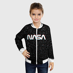 Бомбер детский NASA: Space Glitch, цвет: 3D-белый — фото 2
